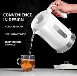 Ovente Electric Hot Water Kettle 1.8L with Prontofill Lid 1500 Watt White