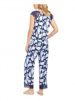 Charter Club Ladies Lace-Trim Floral-Print Pajama Set, CHAINSTITCH, XXL