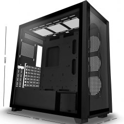 Amanson PC Case- Mid Tower Gaming E-ATX Computer Case 3 Tempered Glass Full View