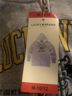 Lucky Brand Boys' Full Zip Graphic Hoodie, GREY HEATHER, M(10||12)
