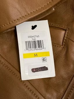 Cole Haan Women's Leather Shirt Collar Jacket, Hazelnut, Medium