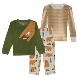 Carter's Kids Boys' 3-piece Fleece PJs Pajamas Sleep Set, GREEN W||BEARS, 5