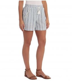 Briggs Women's Linen Blend Pull-On Shorts with Pockets and Drawstring, BLUE, S
