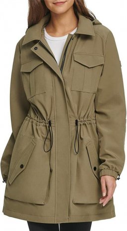 Authentic DKNY Women Softshell Anorak Jacket, Juniper Green, Small MSRP: $180